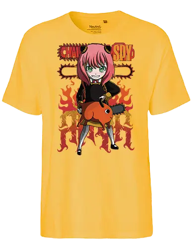 Anya & Pochita - spy x family, Chainsaw, pochita, anya forger, anime crossover, kawaii anime, chibi style, cute anime duo, manga anime, anime art - Fairtrade T-Shirt