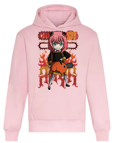 Anya & Pochita - spy x family, Chainsaw, pochita, anya forger, anime crossover, kawaii anime, chibi style, cute anime duo, manga anime, anime art - Heavyweight Hoodie
