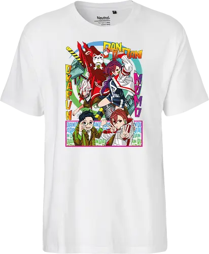 Momo & Okarun - anime art, dandadan, momo ayase, okarun, anime duo, supernatural romance, yokai anime, manga anime, japanese anime - Fairtrade T-Shirt