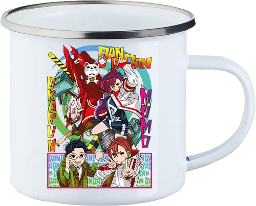 Momo & Okarun - anime art, dandadan, momo ayase, okarun, anime duo, supernatural romance, yokai anime, manga anime, japanese anime - Enamel Mug