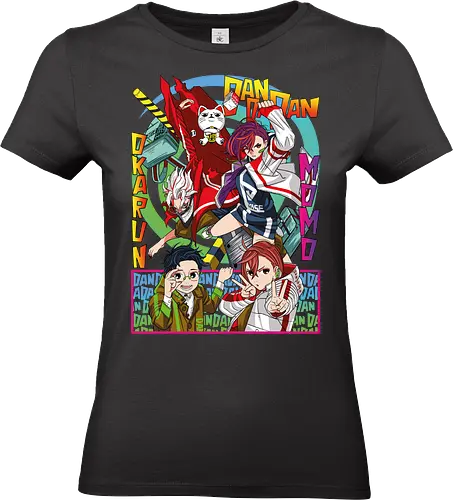 Momo & Okarun - anime art, dandadan, momo ayase, okarun, anime duo, supernatural romance, yokai anime, manga anime, japanese anime - Standard T-Shirt (Women)