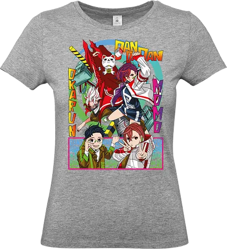 Momo & Okarun - anime art, dandadan, momo ayase, okarun, anime duo, supernatural romance, yokai anime, manga anime, japanese anime - Standard T-Shirt (Women)