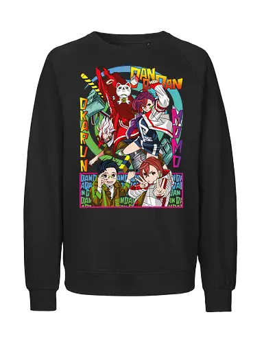 Momo & Okarun - anime art, dandadan, momo ayase, okarun, anime duo, supernatural romance, yokai anime, manga anime, japanese anime - Fairtrade Sweatshirt