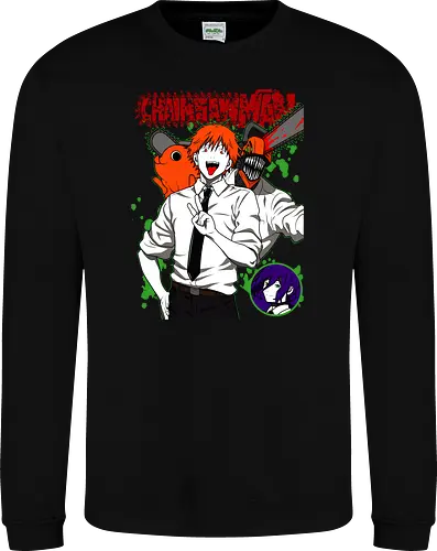 Denji & Reze Chainsawman - Chainsaw, denji and reze, anime duo, dark romance anime, action manga, devil hunters, japanese anime, anime illustration, otaku style - Sweatshirt