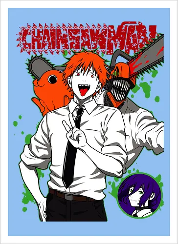 Denji & Reze Chainsawman - Chainsaw, denji and reze, anime duo, dark romance anime, action manga, devil hunters, japanese anime, anime illustration, otaku style - Artprint