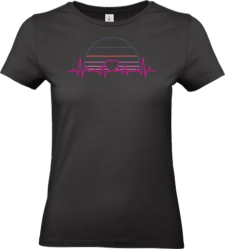 Love Beat - minimal, love, 1980s, 80s, heartbeat, sunset - Standard T-Shirt (Women)