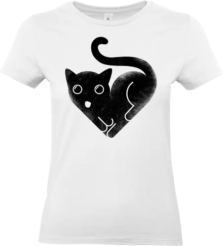 Cat Love - cat, kitty, love, heart shaped, black cat, cute - Standard T-Shirt (Women)