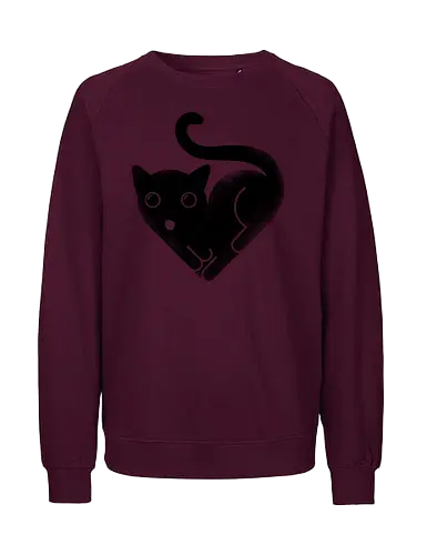 Cat Love - cat, kitty, love, heart shaped, black cat, cute - Fairtrade Sweatshirt