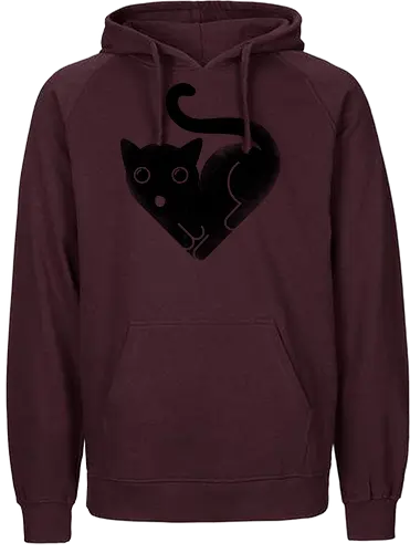Cat Love - cat, kitty, love, heart shaped, black cat, cute - Fairtrade Hoodie