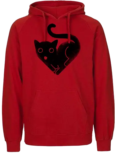 Cat Love - cat, kitty, love, heart shaped, black cat, cute - Fairtrade Hoodie