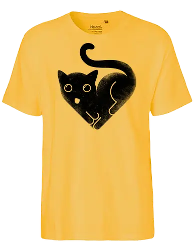 Cat Love - cat, kitty, love, heart shaped, black cat, cute - Fairtrade T-Shirt