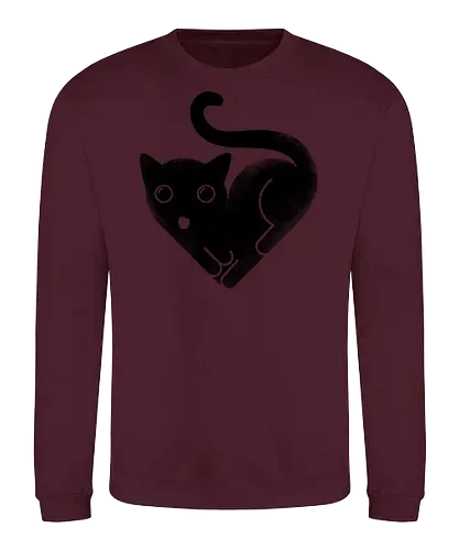 Cat Love - cat, kitty, love, heart shaped, black cat, cute - Sweatshirt