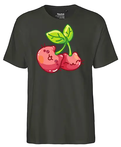 Gatos Cereza Adorables - Gato, Blanco, Animal, Gatito, Rojo, Rosa, Lindo, Hogar, Mascota, Arte de fan, Cereza, Antiestrés - Fairtrade T-Shirt