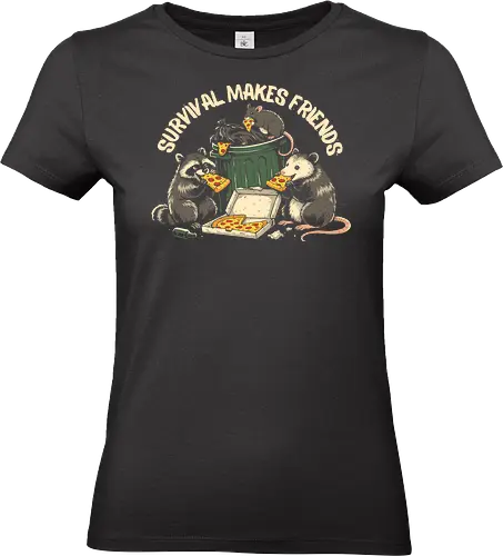 Survival Club - indie, survival, urban, underground, humor, streetwear, pizza, friendship, wildlife, trashpunk, edgy, funny, casual, graphictee, pod, animalart, quirky, chaos, nightlife, rebellion - Standard T-Shirt (Women)