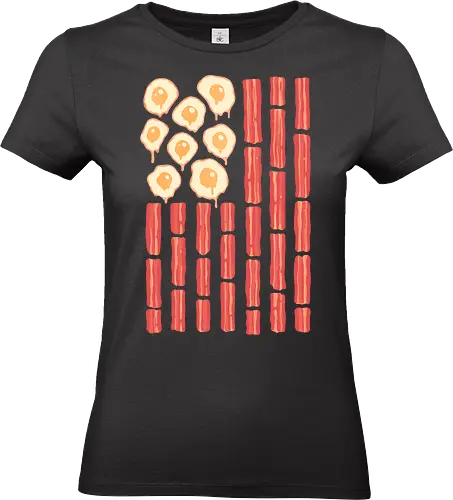 Into the Land of Bacon and Eggs - Egg, bacon, food, breakfast, cute, morning, Egg, bacon, food, breakfast, cute, morning - Standard T-Shirt (Women)