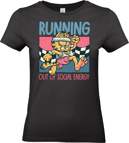 Running Out of Social Energy - Running, exercise, fitness, animation, animated, cats, cartoons, TV show - Standard T-Shirt (Women)