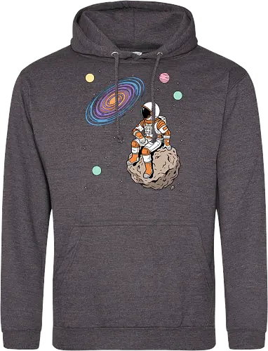 Cosmic Contemplation - astronaut on asteroid shirt, space explorer t-shirt, cosmic galaxy graphic tee, astronaut gazing at stars apparel, retro sci-fi space design, astronomy lover gift, aesthetic celestial streetwear, orange and purple galaxy art, outer space adventure clothing, minimalist astronaut top, planetary exploration t-shirt, gift for science geeks, space suit graphic tee, floating on an asteroid shirt, cool nasa style apparel, swirling galaxy artwork, dreamer space shirt, cosmic solitude clothing, modern sci-fi fashion - Standard Hoodie