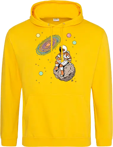 Cosmic Contemplation - astronaut on asteroid shirt, space explorer t-shirt, cosmic galaxy graphic tee, astronaut gazing at stars apparel, retro sci-fi space design, astronomy lover gift, aesthetic celestial streetwear, orange and purple galaxy art, outer space adventure clothing, minimalist astronaut top, planetary exploration t-shirt, gift for science geeks, space suit graphic tee, floating on an asteroid shirt, cool nasa style apparel, swirling galaxy artwork, dreamer space shirt, cosmic solitude clothing, modern sci-fi fashion - Standard Hoodie