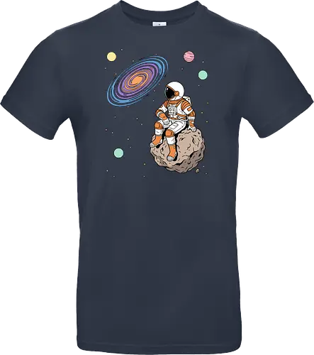 Cosmic Contemplation - astronaut on asteroid shirt, space explorer t-shirt, cosmic galaxy graphic tee, astronaut gazing at stars apparel, retro sci-fi space design, astronomy lover gift, aesthetic celestial streetwear, orange and purple galaxy art, outer space adventure clothing, minimalist astronaut top, planetary exploration t-shirt, gift for science geeks, space suit graphic tee, floating on an asteroid shirt, cool nasa style apparel, swirling galaxy artwork, dreamer space shirt, cosmic solitude clothing, modern sci-fi fashion - Standard T-Shirt