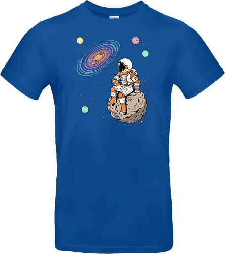 Cosmic Contemplation - astronaut on asteroid shirt, space explorer t-shirt, cosmic galaxy graphic tee, astronaut gazing at stars apparel, retro sci-fi space design, astronomy lover gift, aesthetic celestial streetwear, orange and purple galaxy art, outer space adventure clothing, minimalist astronaut top, planetary exploration t-shirt, gift for science geeks, space suit graphic tee, floating on an asteroid shirt, cool nasa style apparel, swirling galaxy artwork, dreamer space shirt, cosmic solitude clothing, modern sci-fi fashion - Standard T-Shirt