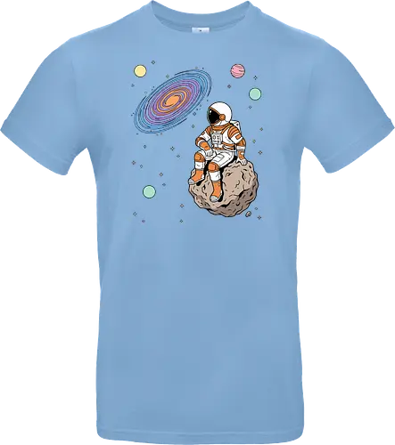 Cosmic Contemplation - astronaut on asteroid shirt, space explorer t-shirt, cosmic galaxy graphic tee, astronaut gazing at stars apparel, retro sci-fi space design, astronomy lover gift, aesthetic celestial streetwear, orange and purple galaxy art, outer space adventure clothing, minimalist astronaut top, planetary exploration t-shirt, gift for science geeks, space suit graphic tee, floating on an asteroid shirt, cool nasa style apparel, swirling galaxy artwork, dreamer space shirt, cosmic solitude clothing, modern sci-fi fashion - Standard T-Shirt