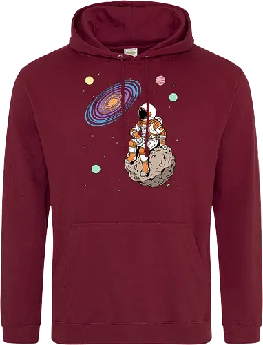 Cosmic Contemplation - astronaut on asteroid shirt, space explorer t-shirt, cosmic galaxy graphic tee, astronaut gazing at stars apparel, retro sci-fi space design, astronomy lover gift, aesthetic celestial streetwear, orange and purple galaxy art, outer space adventure clothing, minimalist astronaut top, planetary exploration t-shirt, gift for science geeks, space suit graphic tee, floating on an asteroid shirt, cool nasa style apparel, swirling galaxy artwork, dreamer space shirt, cosmic solitude clothing, modern sci-fi fashion - Standard Hoodie