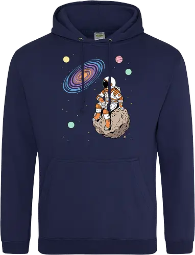 Cosmic Contemplation - astronaut on asteroid shirt, space explorer t-shirt, cosmic galaxy graphic tee, astronaut gazing at stars apparel, retro sci-fi space design, astronomy lover gift, aesthetic celestial streetwear, orange and purple galaxy art, outer space adventure clothing, minimalist astronaut top, planetary exploration t-shirt, gift for science geeks, space suit graphic tee, floating on an asteroid shirt, cool nasa style apparel, swirling galaxy artwork, dreamer space shirt, cosmic solitude clothing, modern sci-fi fashion - Standard Hoodie