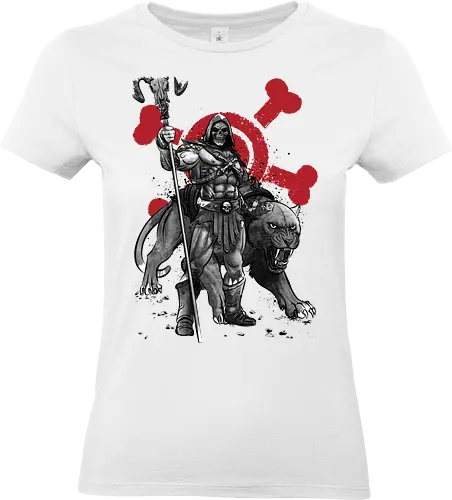 Evil lord of destruction and panther sumi e - he man, skeletor, castle grayskull, retro, animation, sumi e, japanese art, 80s cartoons, 90s, movies, fantasy - Standard T-Shirt (Women)