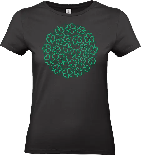 Green Shamrocks St Patrick Pattern - shamrock, clover, st patrick, st paddy, green, lucky, irish, lucky charm, seamless, texture, pattern, holiday, gift, xmorfina - Standard T-Shirt (Women)