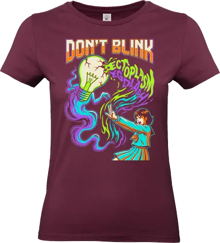 Retro Paranormal Anime Girl - don't blink shirt, ectoplasm splash t-shirt, supernatural anime girl graphic tee, psychic exorcist apparel, ghost hunting design, retro 90s anime clothing, neon paranormal streetwear, lightbulb ghost t-shirt, aesthetic anime girl top, vibrant occult merch, japanese supernatural fashion, schoolgirl exorcist shirt, bold typography anime tee, psychic battle apparel, vintage halftone graphic, creepy cute anime art, neon green and purple clothing, mystery anime streetwear, spirit summoner t-shirt - Standard T-Shirt (Women)