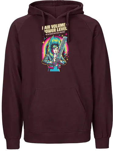 80s Glam Rock Retro Anime - flashy otaku fashion, retro pop culture streetwear, bold 80s graphic t-shirt, hair volume power level shirt, 80s glam rock t-shirt, retro anime parody tee, neon pop art clothing, big hair aesthetic apparel, funny power level graphic, rockstar anime t-shirt, vintage 80s rainbow design, colorful music lover shirt, synthwave aesthetic top, glam metal fan merch, shonen anime parody clothing, mystical comb weapon art, nostalgic 80s fashion, vibrant character graphic tee, hair stylist humor gift - Fairtrade Hoodie