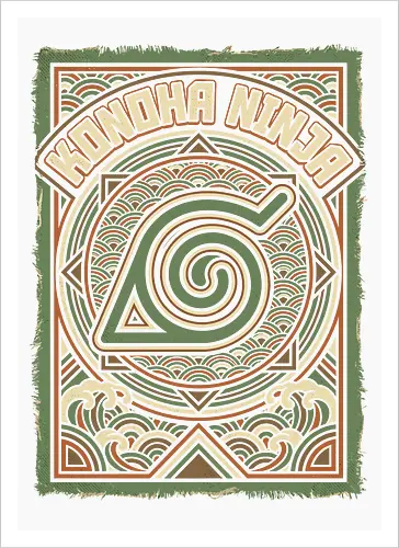 Konoha Ninja - konoha ninja shirt, hidden leaf village t-shirt, shinobi symbol graphic tee, japanese wave anime clothing, seigaiha pattern ninja top, retro anime aesthetic streetwear, minimalist ninja fan merch, will of fire t-shirt, vintage japanese graphic shirt, leaf village emblem apparel, moss green anime top, traditional japanese art clothing, ninja lineage t-shirt, hidden village shinobi gear, geometric anime design, classic manga fan gift, earth tone streetwear, leaf village insignia shirt, stylish otaku fashion - Artprint