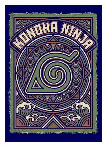 Konoha Ninja - konoha ninja shirt, hidden leaf village t-shirt, shinobi symbol graphic tee, japanese wave anime clothing, seigaiha pattern ninja top, retro anime aesthetic streetwear, minimalist ninja fan merch, will of fire t-shirt, vintage japanese graphic shirt, leaf village emblem apparel, moss green anime top, traditional japanese art clothing, ninja lineage t-shirt, hidden village shinobi gear, geometric anime design, classic manga fan gift, earth tone streetwear, leaf village insignia shirt, stylish otaku fashion - Artprint
