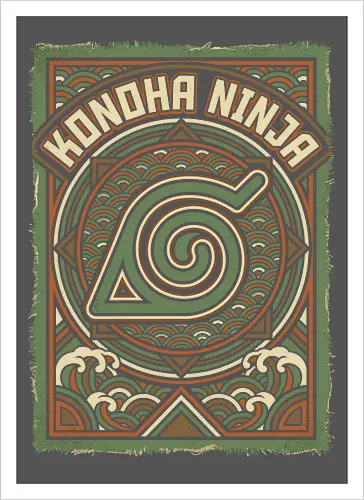 Konoha Ninja - konoha ninja shirt, hidden leaf village t-shirt, shinobi symbol graphic tee, japanese wave anime clothing, seigaiha pattern ninja top, retro anime aesthetic streetwear, minimalist ninja fan merch, will of fire t-shirt, vintage japanese graphic shirt, leaf village emblem apparel, moss green anime top, traditional japanese art clothing, ninja lineage t-shirt, hidden village shinobi gear, geometric anime design, classic manga fan gift, earth tone streetwear, leaf village insignia shirt, stylish otaku fashion - Artprint
