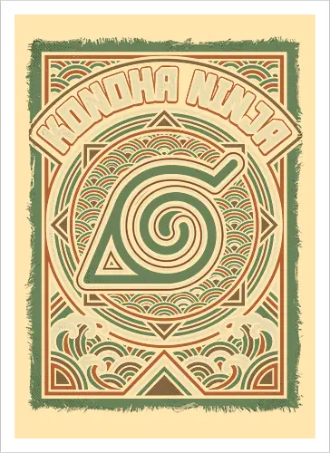Konoha Ninja - konoha ninja shirt, hidden leaf village t-shirt, shinobi symbol graphic tee, japanese wave anime clothing, seigaiha pattern ninja top, retro anime aesthetic streetwear, minimalist ninja fan merch, will of fire t-shirt, vintage japanese graphic shirt, leaf village emblem apparel, moss green anime top, traditional japanese art clothing, ninja lineage t-shirt, hidden village shinobi gear, geometric anime design, classic manga fan gift, earth tone streetwear, leaf village insignia shirt, stylish otaku fashion - Artprint