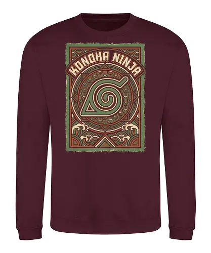 Konoha Ninja - konoha ninja shirt, hidden leaf village t-shirt, shinobi symbol graphic tee, japanese wave anime clothing, seigaiha pattern ninja top, retro anime aesthetic streetwear, minimalist ninja fan merch, will of fire t-shirt, vintage japanese graphic shirt, leaf village emblem apparel, moss green anime top, traditional japanese art clothing, ninja lineage t-shirt, hidden village shinobi gear, geometric anime design, classic manga fan gift, earth tone streetwear, leaf village insignia shirt, stylish otaku fashion - Sweatshirt