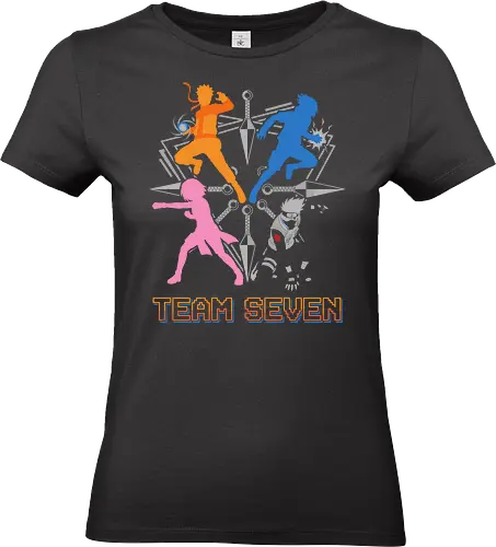 Team Seven Retro Minimalist Ninja Squad - colorful pop art anime shirt, ninja training gear, legendary squad t-shirt, stylish otaku fashion, team seven shirt, ninja squad t-shirt, hidden leaf village apparel, orange ninja silhouette tee, blue rival graphic shirt, pink kunoichi clothing, silver hair sensei t-shirt, retro anime streetwear, minimalist shonen fan merch, kunai knife design, shinobi bond t-shirt, vibrant anime silhouettes, heroic trio clothing, geometric ninja art, classic manga fan gift - Standard T-Shirt (Women)