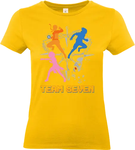 Team Seven Retro Minimalist Ninja Squad - colorful pop art anime shirt, ninja training gear, legendary squad t-shirt, stylish otaku fashion, team seven shirt, ninja squad t-shirt, hidden leaf village apparel, orange ninja silhouette tee, blue rival graphic shirt, pink kunoichi clothing, silver hair sensei t-shirt, retro anime streetwear, minimalist shonen fan merch, kunai knife design, shinobi bond t-shirt, vibrant anime silhouettes, heroic trio clothing, geometric ninja art, classic manga fan gift - Standard T-Shirt (Women)