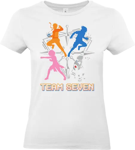 Team Seven Retro Minimalist Ninja Squad - colorful pop art anime shirt, ninja training gear, legendary squad t-shirt, stylish otaku fashion, team seven shirt, ninja squad t-shirt, hidden leaf village apparel, orange ninja silhouette tee, blue rival graphic shirt, pink kunoichi clothing, silver hair sensei t-shirt, retro anime streetwear, minimalist shonen fan merch, kunai knife design, shinobi bond t-shirt, vibrant anime silhouettes, heroic trio clothing, geometric ninja art, classic manga fan gift - Standard T-Shirt (Women)