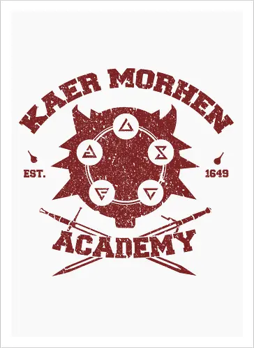 Kaer Morhen Academy Est. 1649 - The Witcher - the witcher t-shirt, kaer morhen, schule des wolfs, geralt von riva, gamer kleidung, hexer zeichen, hexer akademie, teetan, the witcher netflix, cd projekt red, vesemir, monsterjäger, witcher 3, vintage design, witcher serie - Artprint