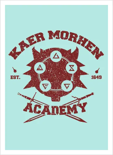 Kaer Morhen Academy Est. 1649 - The Witcher - the witcher t-shirt, kaer morhen, schule des wolfs, geralt von riva, gamer kleidung, hexer zeichen, hexer akademie, teetan, the witcher netflix, cd projekt red, vesemir, monsterjäger, witcher 3, vintage design, witcher serie - Artprint