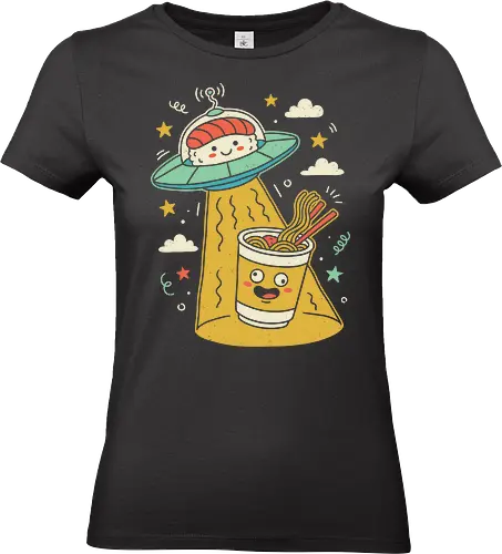 Sushi UFO Abduction - sushi ufo shirt, kawaii ramen t-shirt, japanese food space apparel, cute alien sushi design, ramen abduction graphic tee, pastel aesthetic food clothing, nigiri ufo t-shirt, whimsical japanese streetwear, funny food parody shirt, cosmic kitchen apparel, adorable sushi pilot top, cup noodles space art, kids kawaii food shirt, sushi lover gift, space ramen graphic, quirky food illustration tee, soft girl aesthetic clothing, japanese snack fan merch, fun sushi t-shirt - Standard T-Shirt (Women)
