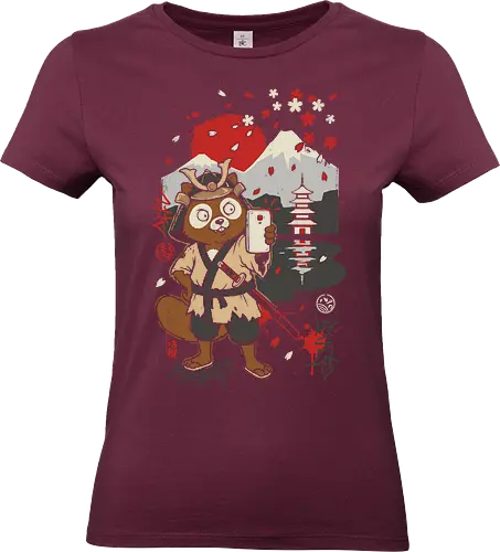 Tanuki Samurai Selfie - tanuki samurai shirt, japanese raccoon dog t-shirt, samurai selfie graphic tee, mount fuji apparel, vintage japanese aesthetic clothing, cute tanuki warrior design, rising sun samurai top, pagoda and cherry blossom shirt, japanese folklore streetwear, funny samurai t-shirt, traditional japanese art tee, distressed graphic apparel, samurai armor tanuki top, japanese travel souvenir shirt, quirky animal samurai merch, lo-fi japanese aesthetic clothing, ukiyo-e style modern t-shirt, tanuki fan gift, japanese scenery graphic tee - Standard T-Shirt (Women)