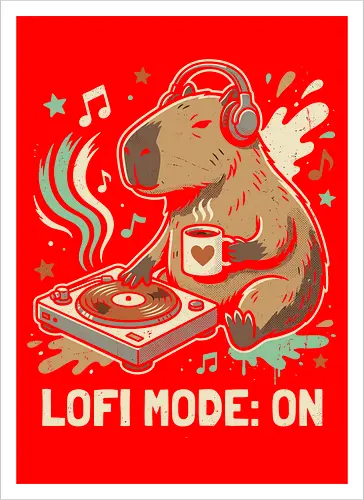 Chill Capybara DJ Retro Aesthetic