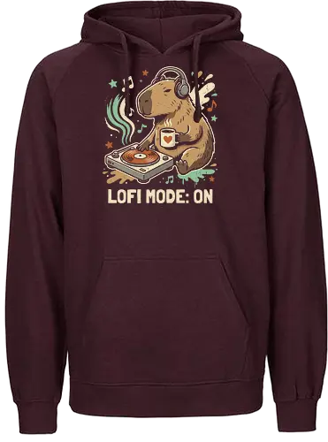 Chill Capybara DJ Retro Aesthetic - lofi capybara shirt, chill mode on t-shirt, dj capybara graphic tee, retro lofi aesthetic clothing, cute animal dj apparel, capybara coffee lover gift, vintage turntable design, lo-fi hip hop streetwear, pastel aesthetic animal shirt, cozy vibes clothing, chillwave fan merch, distressed retro graphic tee, lofi study music shirt, cute capybara headphones art, lofi beats t-shirt, minimalist animal streetwear, relaxing capybara top, indie aesthetic clothing, gift for lofi music fans - Fairtrade Hoodie