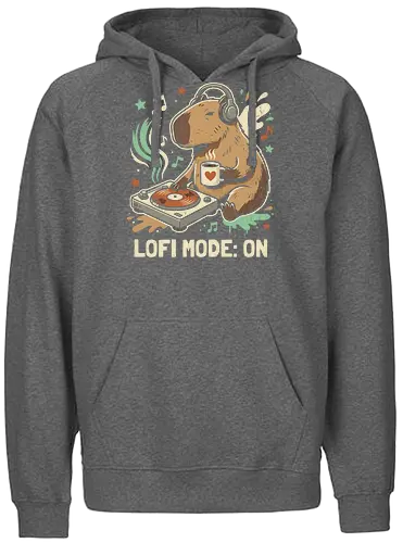 Chill Capybara DJ Retro Aesthetic - lofi capybara shirt, chill mode on t-shirt, dj capybara graphic tee, retro lofi aesthetic clothing, cute animal dj apparel, capybara coffee lover gift, vintage turntable design, lo-fi hip hop streetwear, pastel aesthetic animal shirt, cozy vibes clothing, chillwave fan merch, distressed retro graphic tee, lofi study music shirt, cute capybara headphones art, lofi beats t-shirt, minimalist animal streetwear, relaxing capybara top, indie aesthetic clothing, gift for lofi music fans - Fairtrade Hoodie