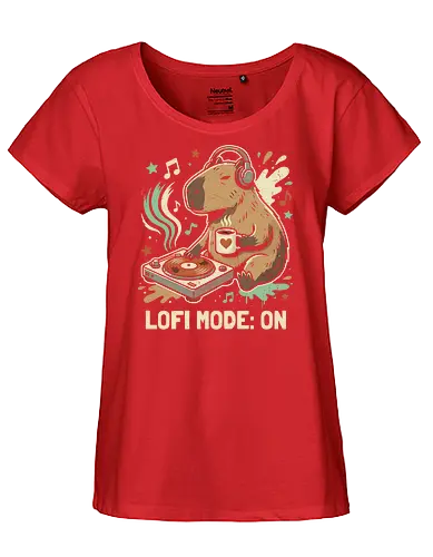 Chill Capybara DJ Retro Aesthetic - lofi capybara shirt, chill mode on t-shirt, dj capybara graphic tee, retro lofi aesthetic clothing, cute animal dj apparel, capybara coffee lover gift, vintage turntable design, lo-fi hip hop streetwear, pastel aesthetic animal shirt, cozy vibes clothing, chillwave fan merch, distressed retro graphic tee, lofi study music shirt, cute capybara headphones art, lofi beats t-shirt, minimalist animal streetwear, relaxing capybara top, indie aesthetic clothing, gift for lofi music fans - Fairtrade Girl Shirt
