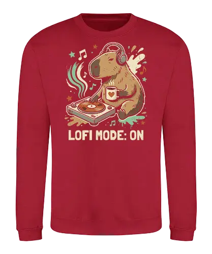Chill Capybara DJ Retro Aesthetic - lofi capybara shirt, chill mode on t-shirt, dj capybara graphic tee, retro lofi aesthetic clothing, cute animal dj apparel, capybara coffee lover gift, vintage turntable design, lo-fi hip hop streetwear, pastel aesthetic animal shirt, cozy vibes clothing, chillwave fan merch, distressed retro graphic tee, lofi study music shirt, cute capybara headphones art, lofi beats t-shirt, minimalist animal streetwear, relaxing capybara top, indie aesthetic clothing, gift for lofi music fans - Sweatshirt