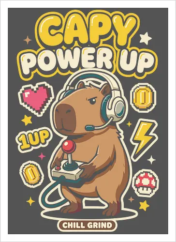 Gamer Capybara Retro 8-Bit Pixel Art Graphic