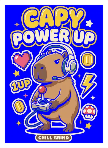 Gamer Capybara Retro 8-Bit Pixel Art Graphic